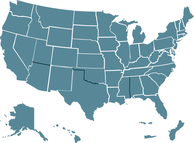 US map showing lawyer territories